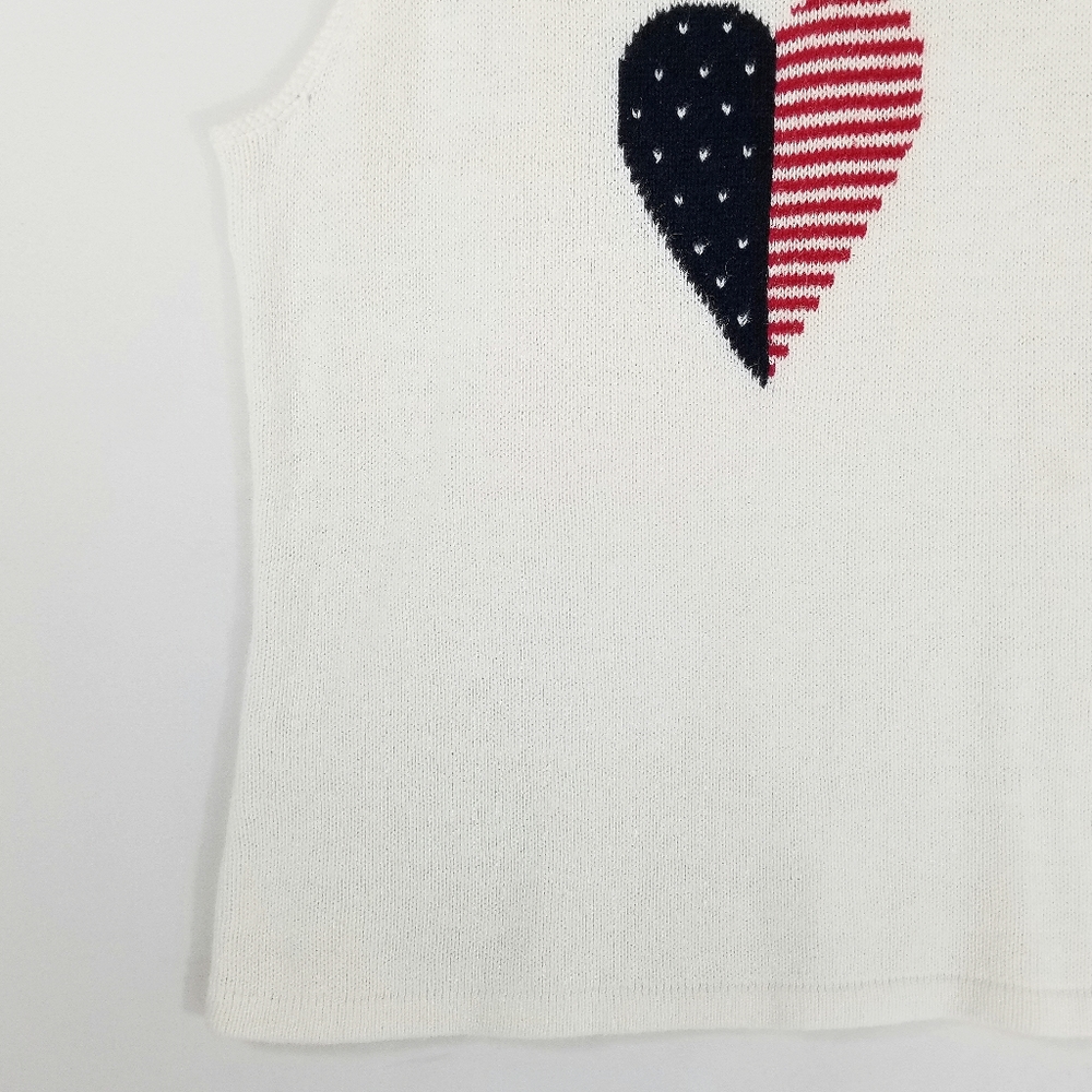 4th of July Grandma Knit Red White Blue Flag Sleeveless Cotton Blend Tank Top - Picture 5 of 11